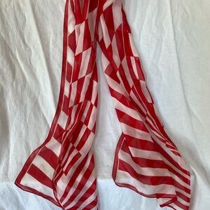 Red and White Geometric Scarf